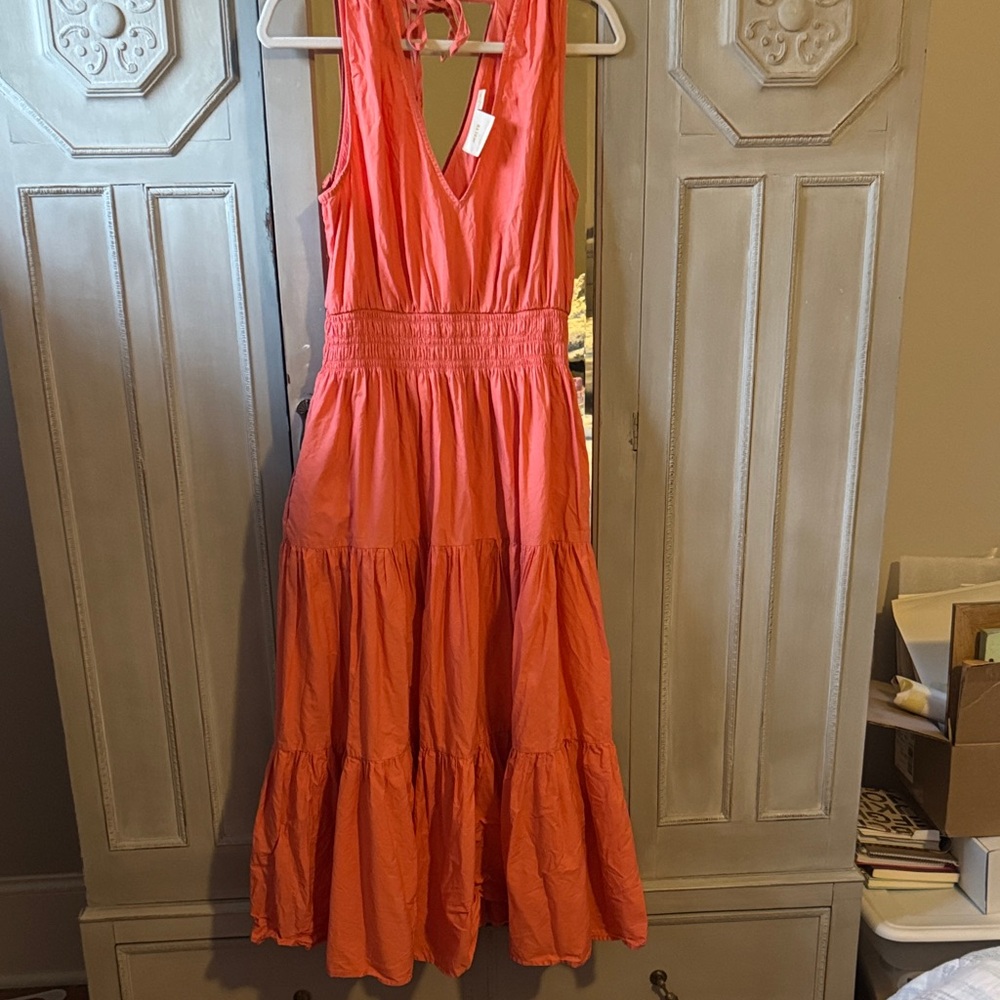 Anthropologie Vibrant melon colored maxi Dress